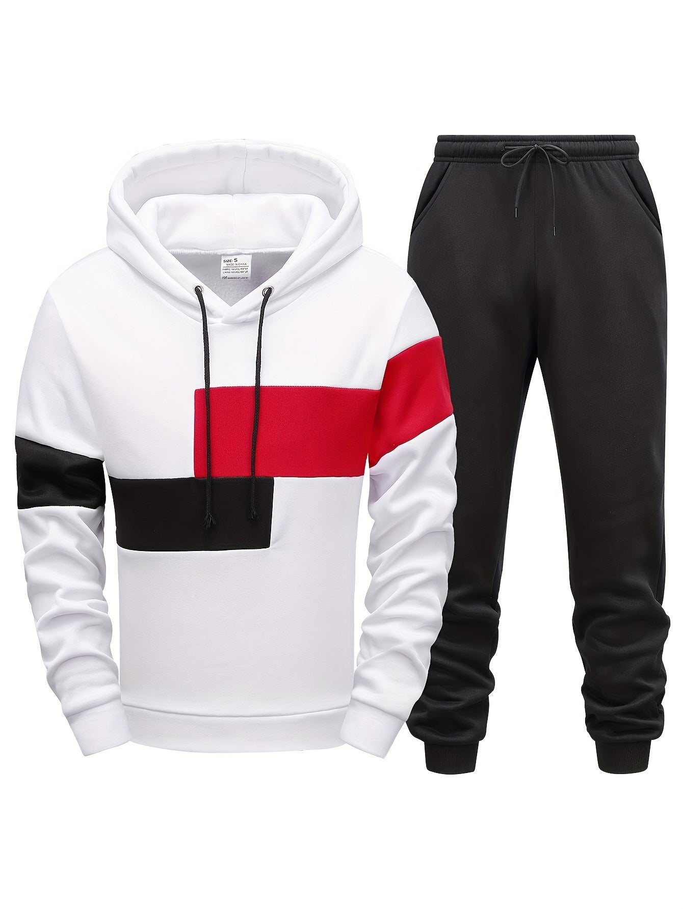 Herren Jogginganzug 2-teilig Rot - Kapuzenpullover & Hose Sport Outfit