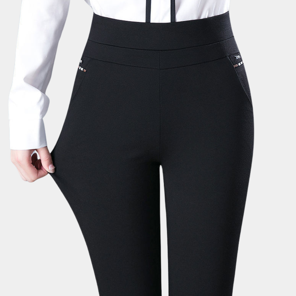 Damen Stretchhose Mit Hohem Bund