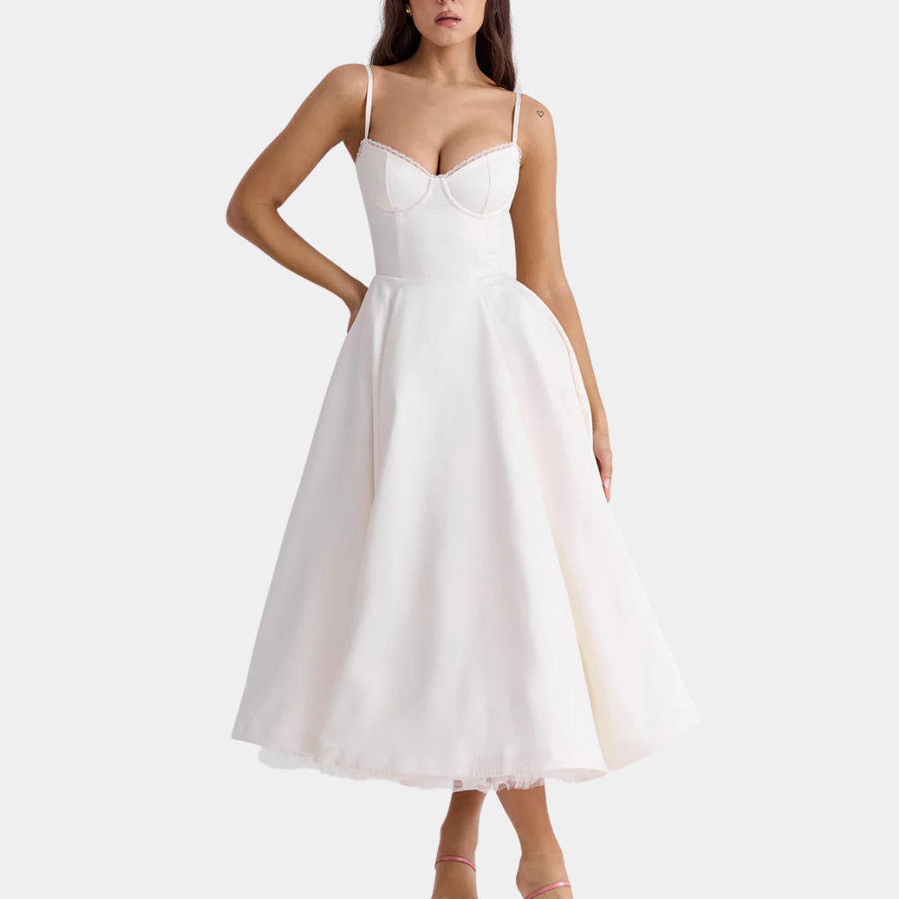 Kleid Mit Ausgestelltem Rock Knielang