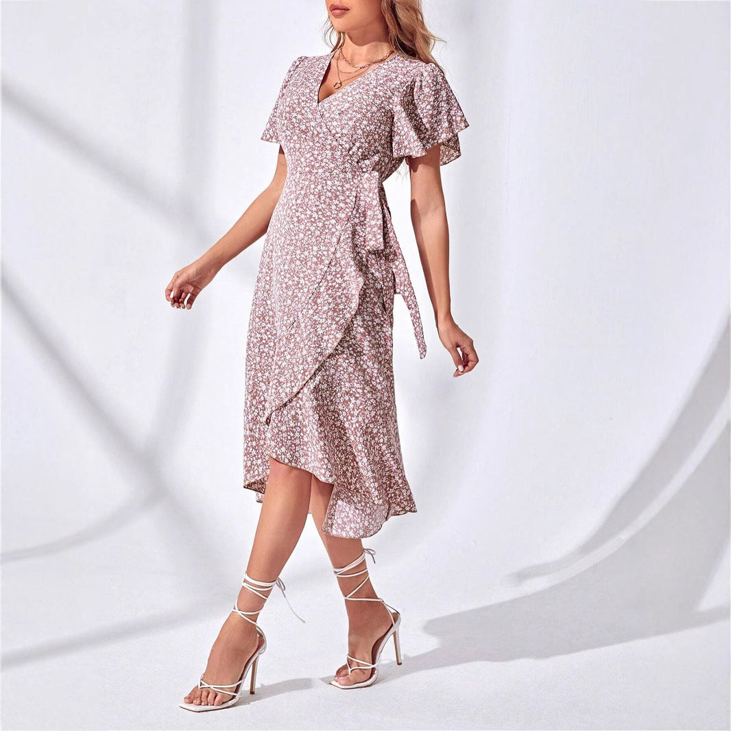 Wickelkleid mit Blumenmuster für Damen