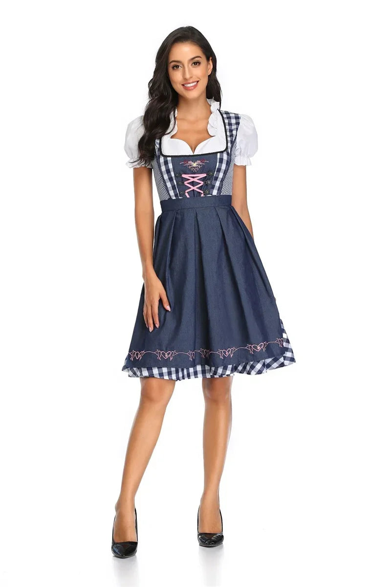 Oktoberfest Dirndl Damen 2025 - Traditionelles Bayerisches Trachtenkleid Komplett Mit Bluse