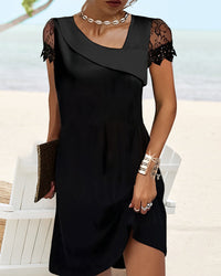 Schwarzes Spitzen-Minikleid mit V-Ausschnitt – Samira