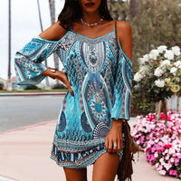 Schulterfreies Sommerkleid mit Ethno-Print – Eliana