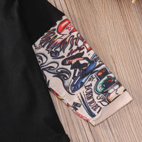 Langarm-Babybody mit Tattoo-Ärmel im Druckdesign – Rockbaby