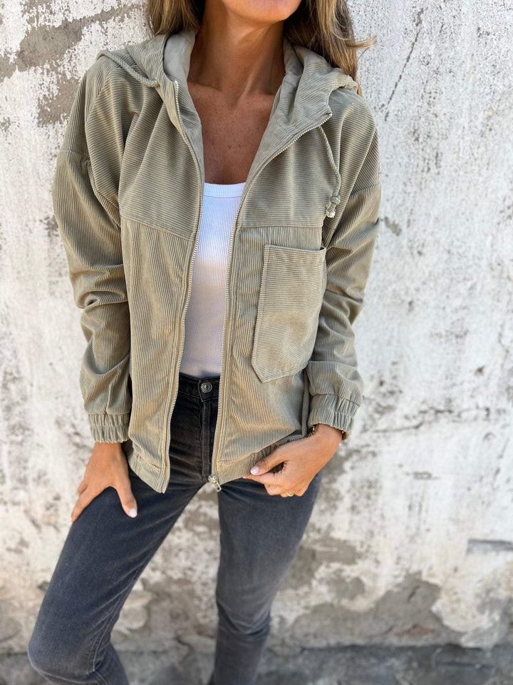 Damen Herbst-Freizeitjacke mit Kapuze und Reißverschluss – Liana