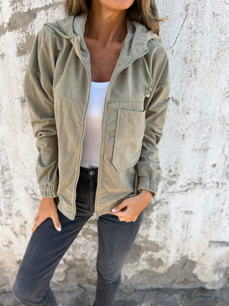 Damen Herbst-Freizeitjacke mit Kapuze und Reißverschluss – Liana