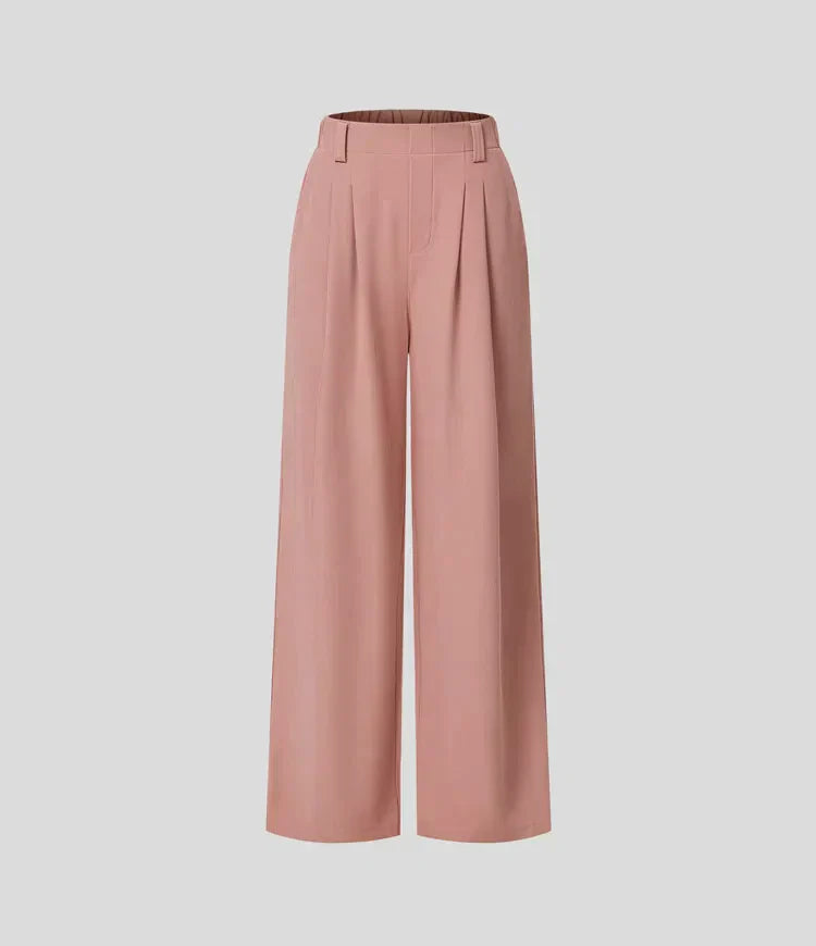 Weite Damenhose, rosa, elegant, aus Baumwolle, modisch, für Büro und Freizeit.