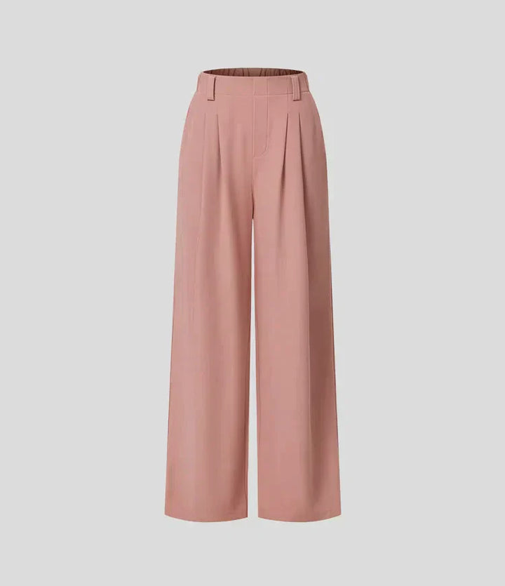 Weite Damenhose, rosa, elegant, aus Baumwolle, modisch, für Büro und Freizeit.