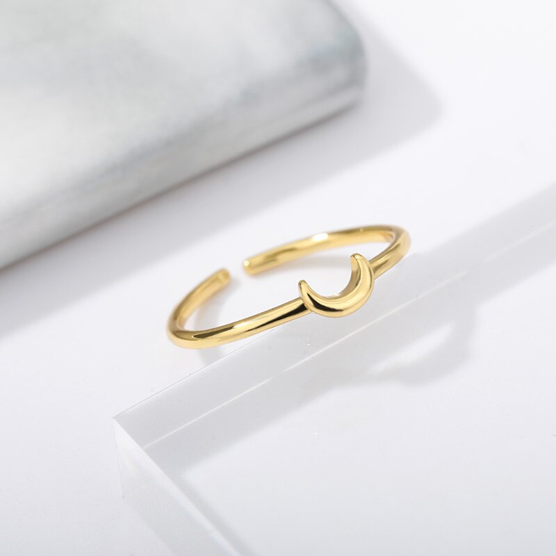 Goldenes Mond-Armreif, minimalistisches Design, verstellbar, Schmuck für Damen, modisch.