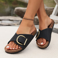 Sommerliche Damen Kork-Sandalen mit Schnalle – Karla