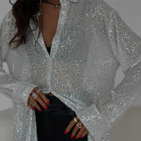 Lockere Bluse mit glitzernden Pailletten – Celeste