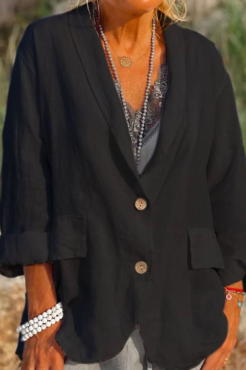 Herbstlicher Leinenblazer Damen mit Knöpfen – Clara