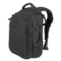 Schwarzer taktischer Rucksack, robustes Nylon, MOLLE-System, Outdoor-Abenteuer, 30L Kapazität.