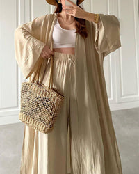 Herbstliches Lässiges Zweiteiler-Set Damen mit Weste und Hose – Thalia