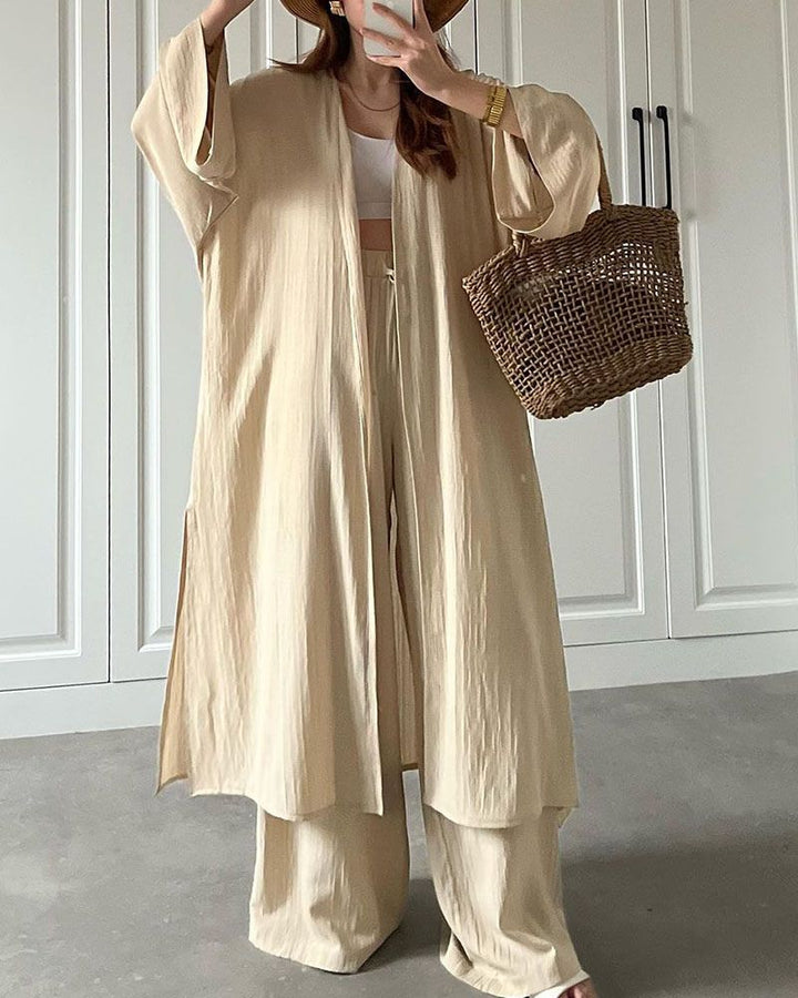 Herbstliches Lässiges Zweiteiler-Set Damen mit Weste und Hose – Thalia