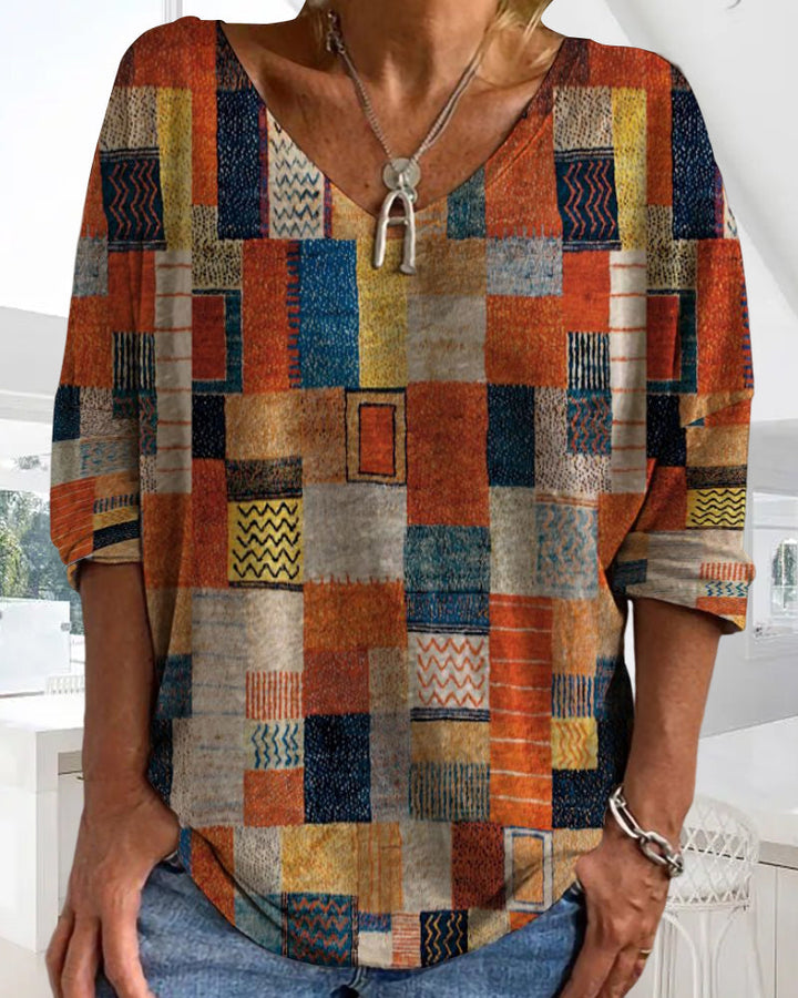 Herbstliches locker geschnittenes Baumwoll-Top – Amira