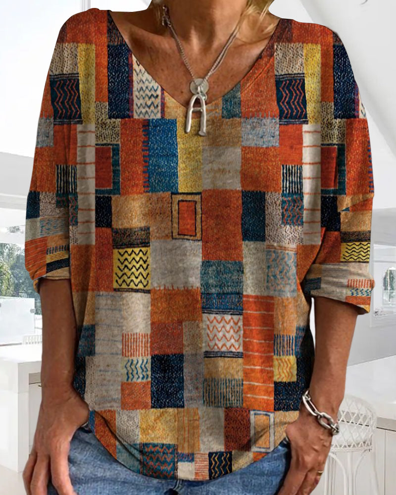 Herbstliches locker geschnittenes Baumwoll-Top – Amira