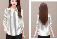 Herbstliche Damen Chiffon Bluse mit Knöpfen & Umschlagkragen – Fenya