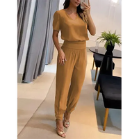Trendiger Damen Jumpsuit mit Kurzarm & weitem Bein – Alina