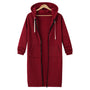 Roter Kapuzenmantel aus Baumwolle mit Reißverschluss und Taschen, lässige Damenmode.