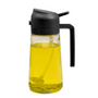 Ölspender aus Glas mit schwarzem Kunststoffdeckel und Griff, ideal für Küche und Gastronomie.