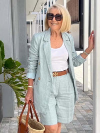 Trendy Damen Leinen Herbstanzug – Camille