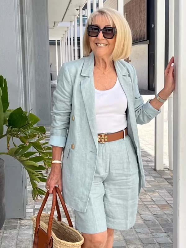 Trendy Damen Leinen Herbstanzug – Camille