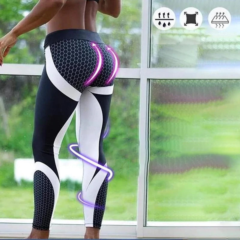 High Waist Damen Yoga Leggings mit Geometrischem Muster – Aurora