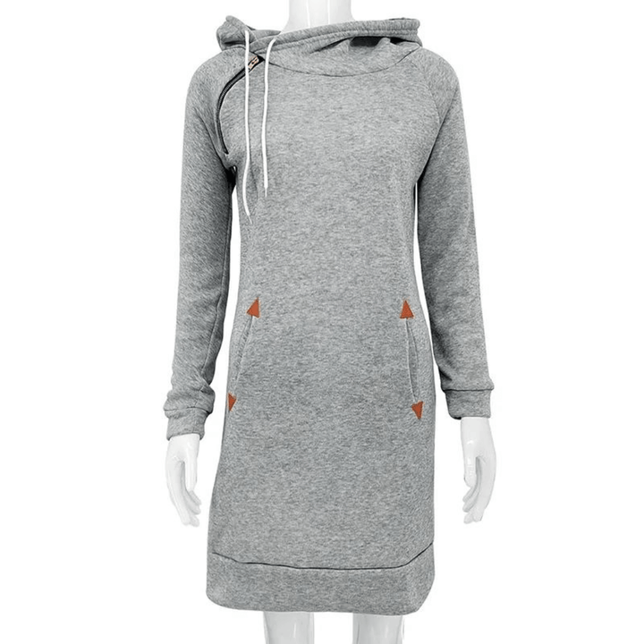 Herbstliches Kapuzen-Sweatkleid mit Taschen – Isabella