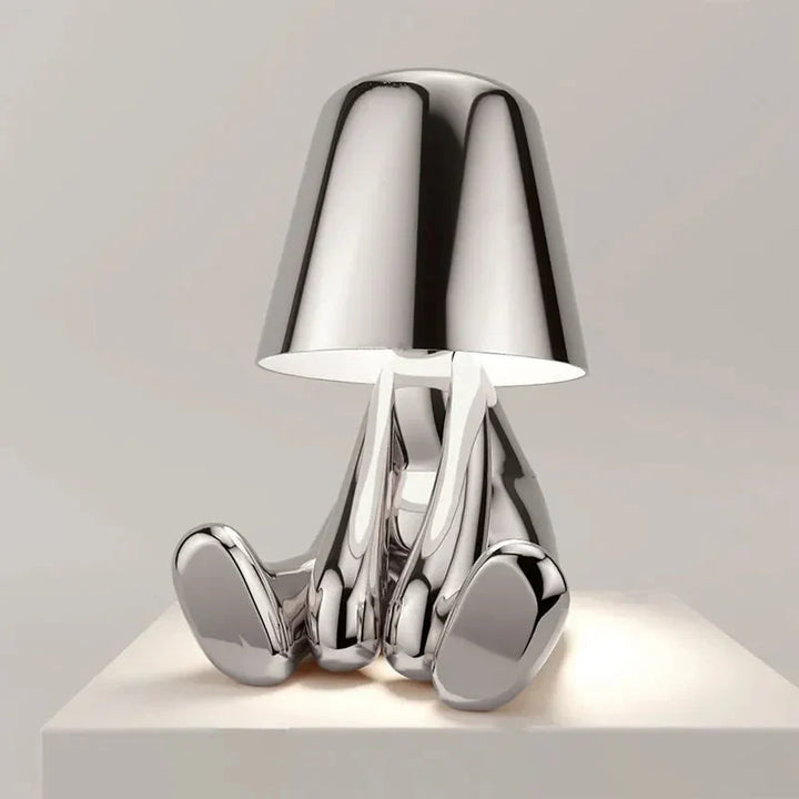 Silberne Tischlampe in Hasenform, modernes Design, Metall, Wohnzimmerbeleuchtung.
