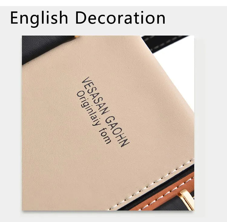 Beige Geldbörse aus Leder mit Aufschrift "VESASAN GAOHN", stilvolles Design, Damenaccessoire.