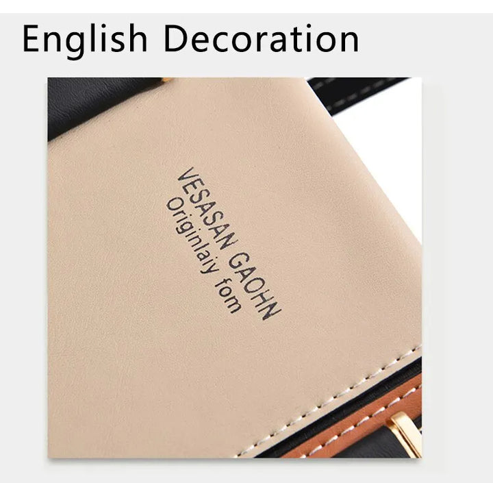 Beige Geldbörse aus Leder mit Aufschrift "VESASAN GAOHN", stilvolles Design, Damenaccessoire.