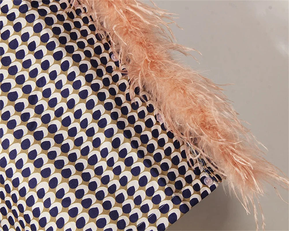 Zweiteiliges Chiffon Herbstoutfit mit Gürtel und Rock – Maurelle