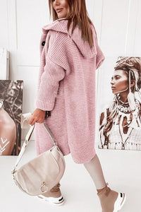 Damen Strickweste mit Kapuze und Knopfverschluss – Waldaine