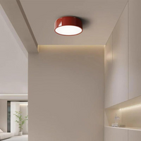 Rote Deckenleuchte, modernes Design, LED, Wohnzimmer, minimalistisch, energiesparend.