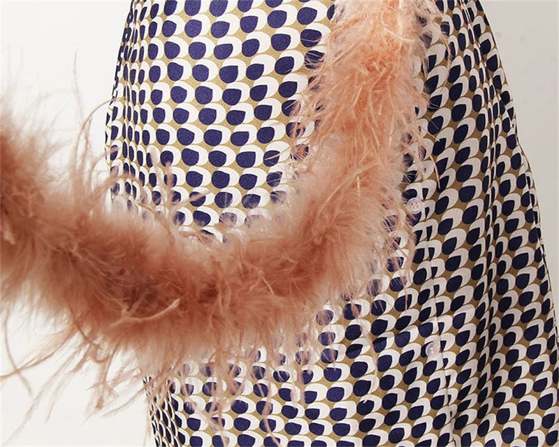 Zweiteiliges Chiffon Herbstoutfit mit Gürtel und Rock – Maurelle