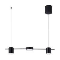 Moderne schwarze LED-Pendelleuchte, dreiflammig, minimalistisch, für Esszimmerbeleuchtung.