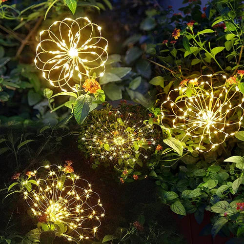 Wasserdichte Solar-Gartenlampe mit Feuerwerkeffekt – SparkGlow