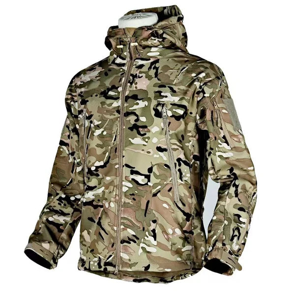 Tarnjacke mit Kapuze, Camouflage-Muster, Outdoor-Bekleidung, wasserabweisend, Herrenjacke