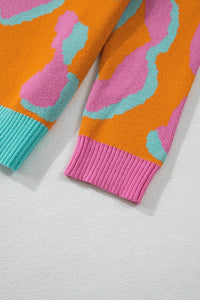 Damenpullover mit Colorblock-Leopardenmuster und Rundhalsausschnitt – Liora