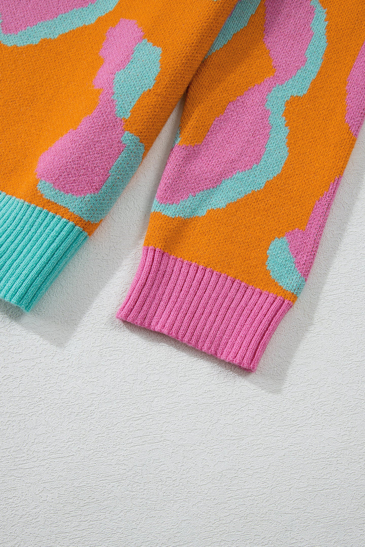 Damenpullover mit Colorblock-Leopardenmuster und Rundhalsausschnitt – Liora