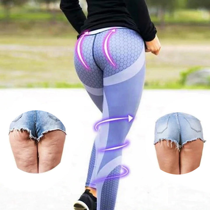 High Waist Damen Yoga Leggings mit Geometrischem Muster – Aurora