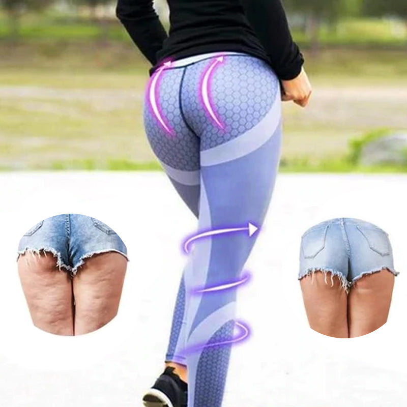 High Waist Damen Yoga Leggings mit Geometrischem Muster – Aurora