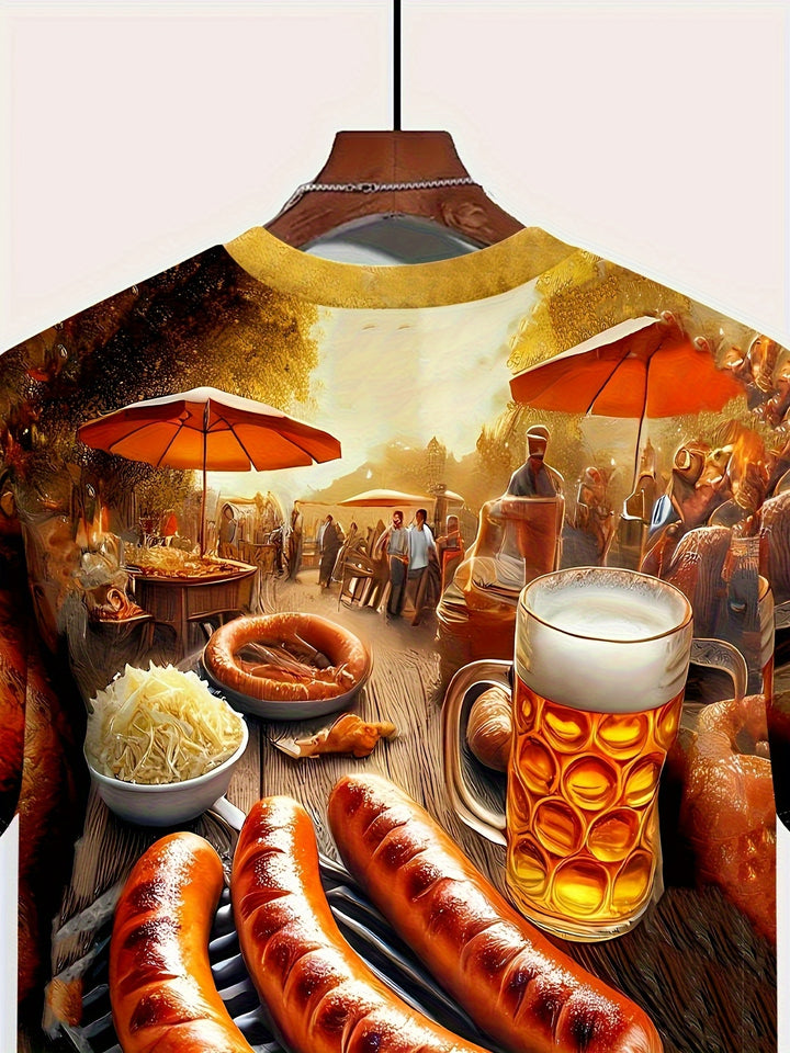 Herren Kurzarm T-Shirt mit BBQ- & Bier-Print – Karl Oktoberfest 2025