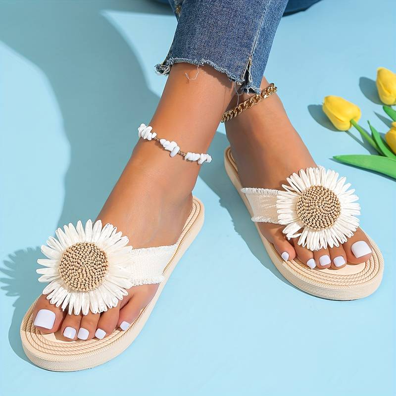 Boho Slip-On Sandalen mit Blumenmuster – Marivi