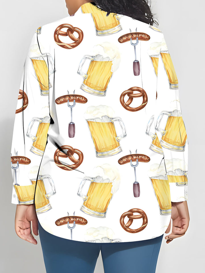 Damen Plus Size Bluse mit All-Over-Print – Greta Oktoberfest 2025