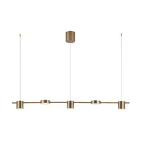 Moderne goldene Pendelleuchte, vierflammig, minimalistisch, für Esszimmer oder Küche.