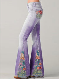 Auslaufende Hose mit herbstlichem Blumenmuster - Luna