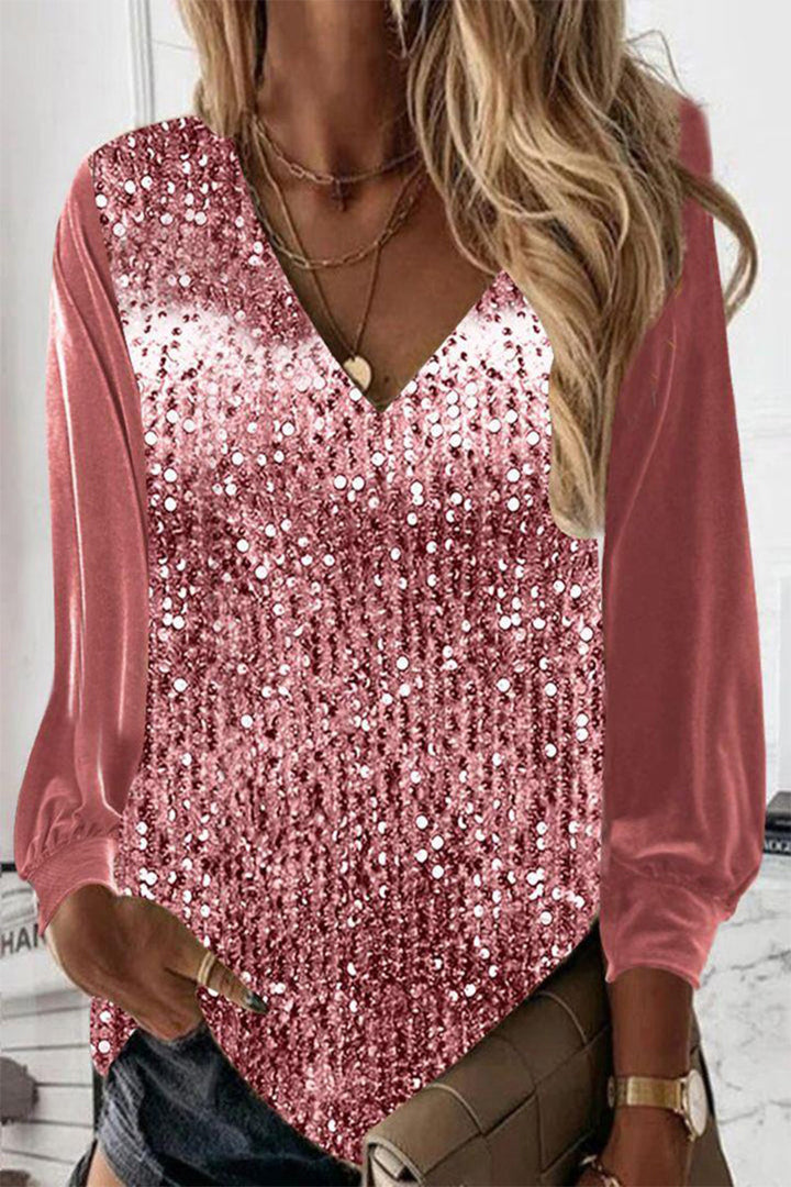 Herbstliche Damen Glitzerbluse – Elodie