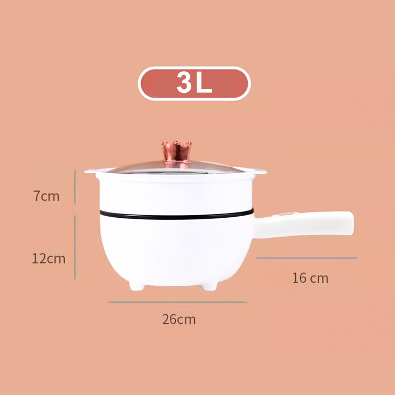 Weiße 3L-Kochtopf mit Deckel, Kunststoffgriff, 26cm Durchmesser, ideal für Küche, Kochen.